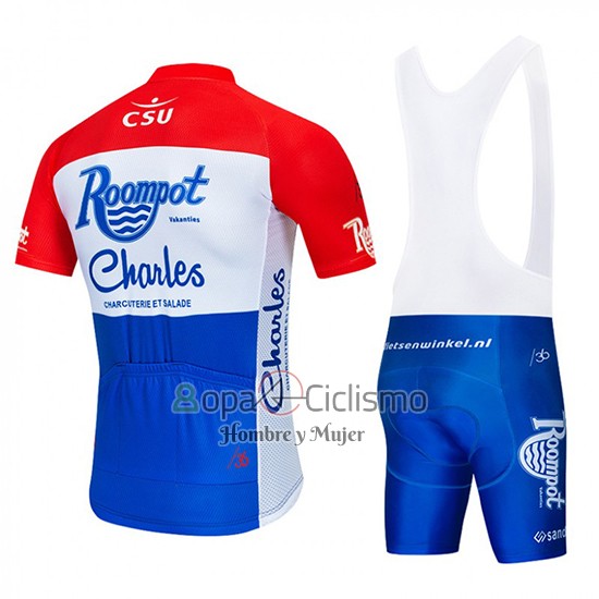 Roompot Charles Ropa Ciclismo Culotte Corto 2019 Hombre Mangas Cortas Rojo Blanco Azulmangas Cortas